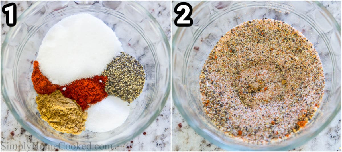 Steps to create Grated Carrot Salad: mix the spices together in a bowl.