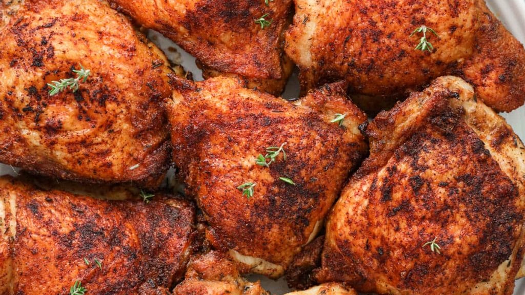 Crispy Baked Chicken Thighs - Cooking Fanatic - feastfulcuisine.com