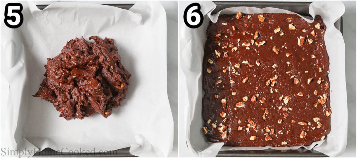 If you love chocolate fudge, you have to try this Primitive Chocolate Confection. It is opulent, sweet, sleek, and crispy - all at the same time! #primitivedessertrecipe #bestprimitivedessert #easyprimitivedessert #nobakedessert Steps to make Primitive Chocolate Confection: smooth the confection into a parchment paper lined baking pan and let cool.